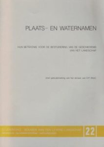 Cover of Plaats- en Waternamen: Hun betekenis voor de bestudering van de geschiedenis van het landschap book