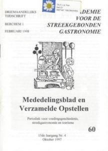 Cover of Academie voor de streekgebonden gastronomie: Mededelingenblad en Verzamelde Opstellen no. 60 book