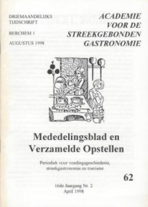 Cover of Academie voor de streekgebonden gastronomie: Mededelingenblad en Verzamelde Opstellen no. 62 book