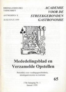 Cover of Academie  voor de streekgebonden gastronomie: Mededelingenblad en Verzamelde Opstellen no. 65 book
