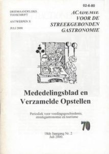 Cover of Academie voor de streekgebonden gastronomie: Mededelingenblad en Verzamelde Opstellen no. 70 book