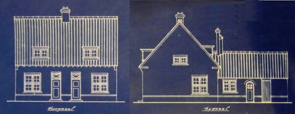 De oorspronkelijk blauwdrukken van de tekeningen van architect F. Wolters uit Eindhoven uit 1921.