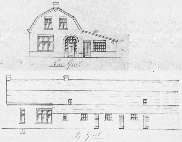 Oorspronkelijke tekeningen uit 1930 van architect B.J. Menting uit Veldhoven (RHCe).