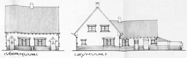 De oorspronkelijk tekeningen van architect F. Wolters uit Eindhoven uit 1920, voor het type huizen op Smitseind 17-19.