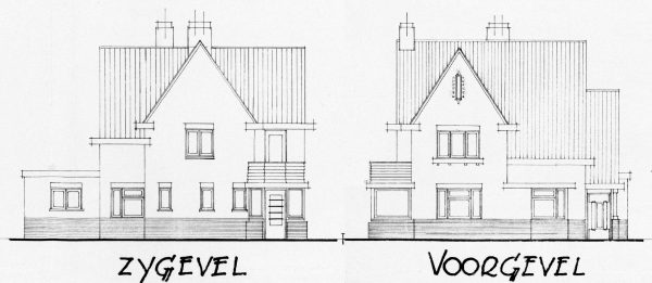 Oorspronkelijke tekening uit 1934 van de Valkenswaardse architect H. Franken (RHCe).