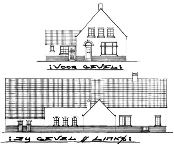 Oorspronkelijke tekening uit 1934 van de Eerselse architect A.P.J.M. van Buul (RHCe).